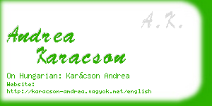 andrea karacson business card