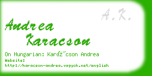 andrea karacson business card